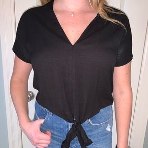 Black v neck shirt with tie from M boutique